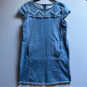 Espirit Denim Short Sleeve Dress Frayed Hem Sz S